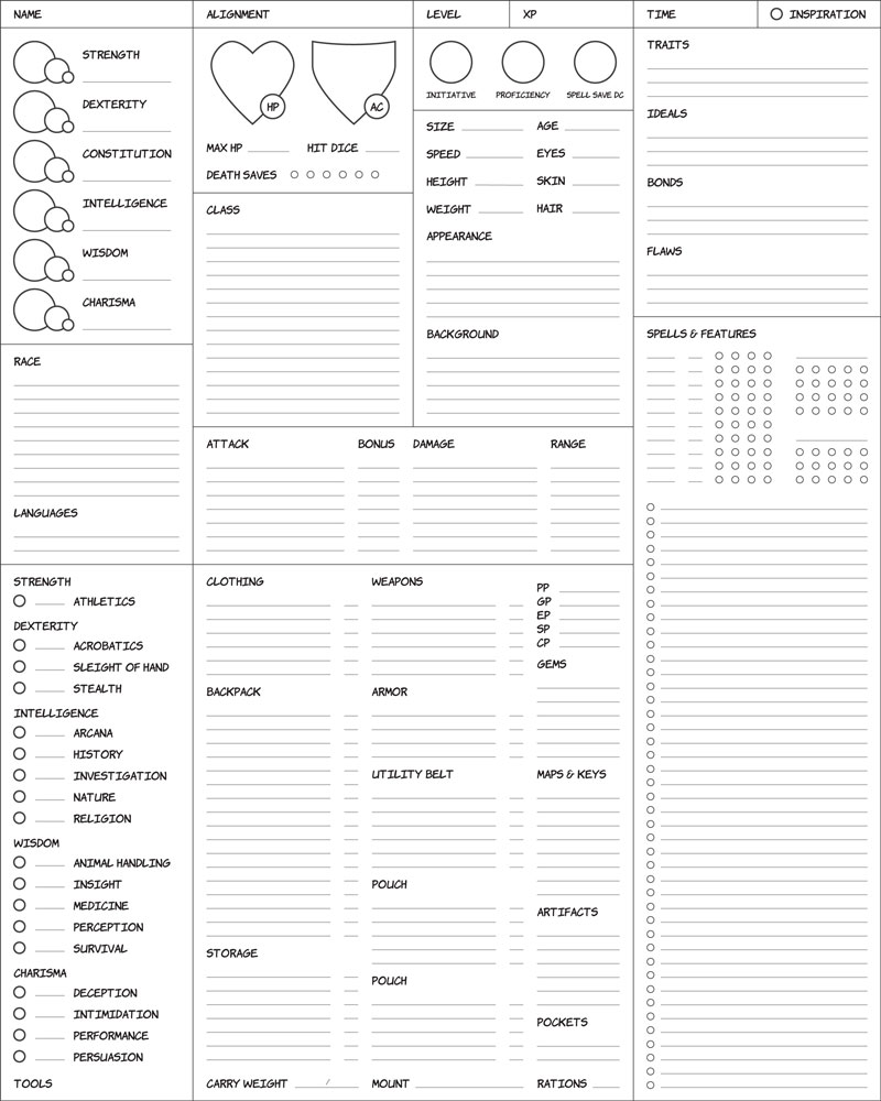 5e Single Sheet Character Sheet v6