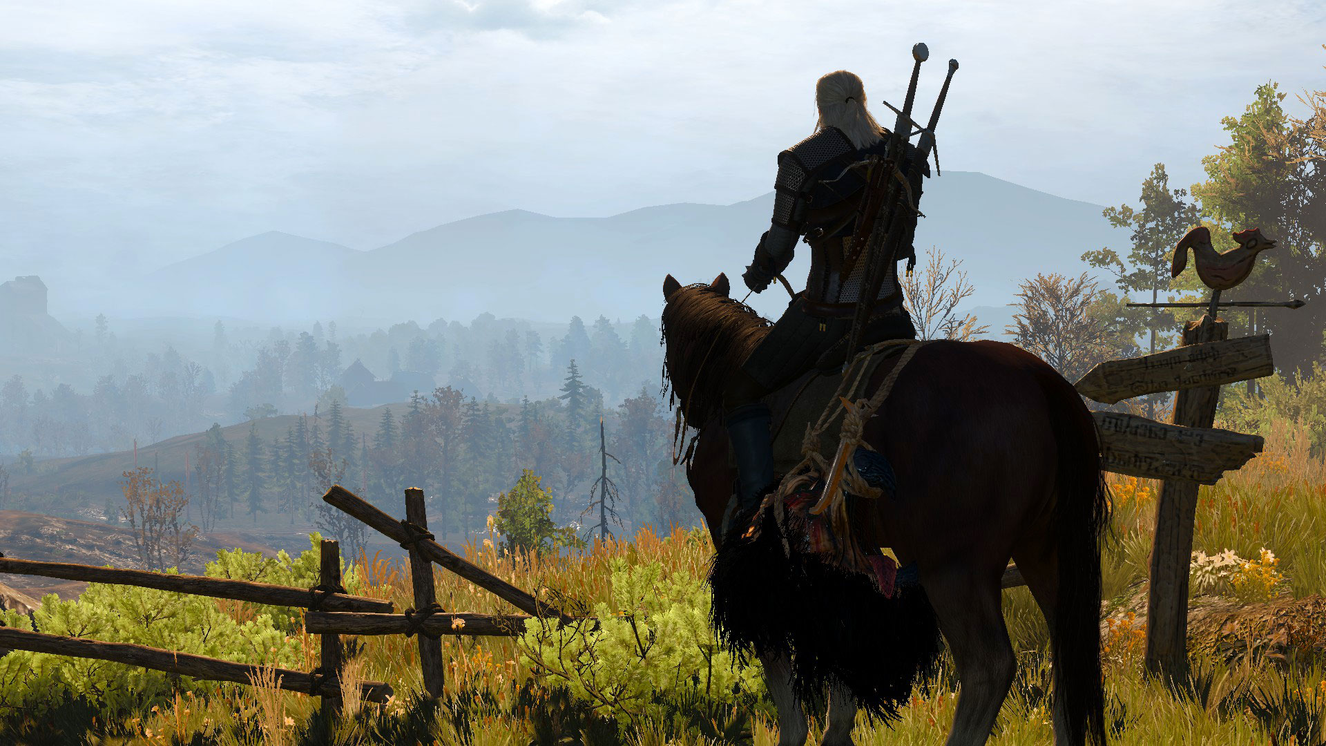 Geralt On Roach Silhouette Landscape